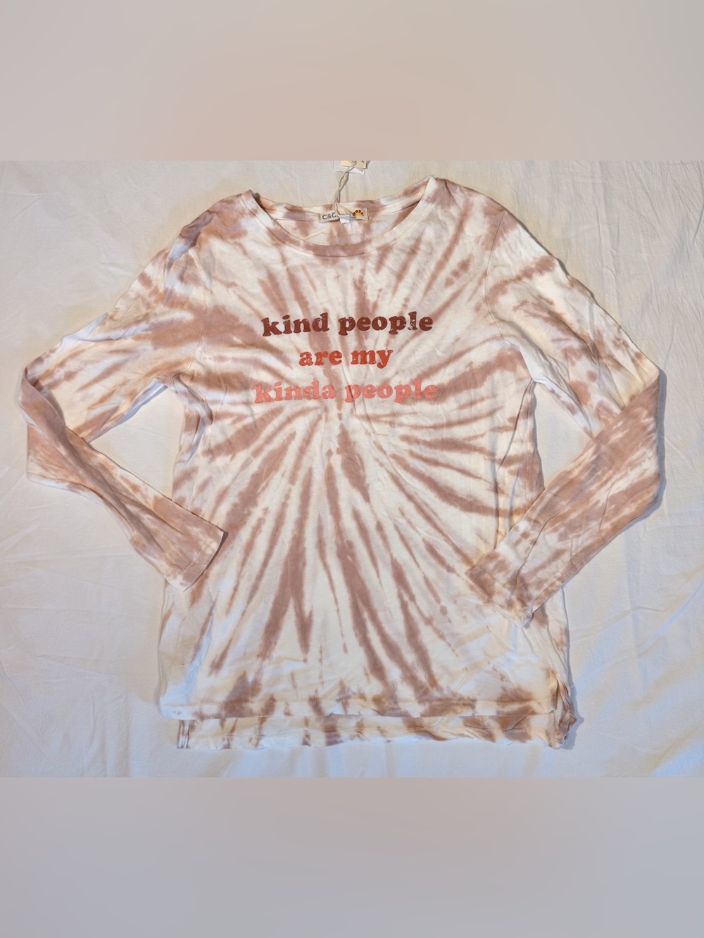 C & C CALIFORNIA Tie Dyed Long Sleeve Message Tee “kind people…”